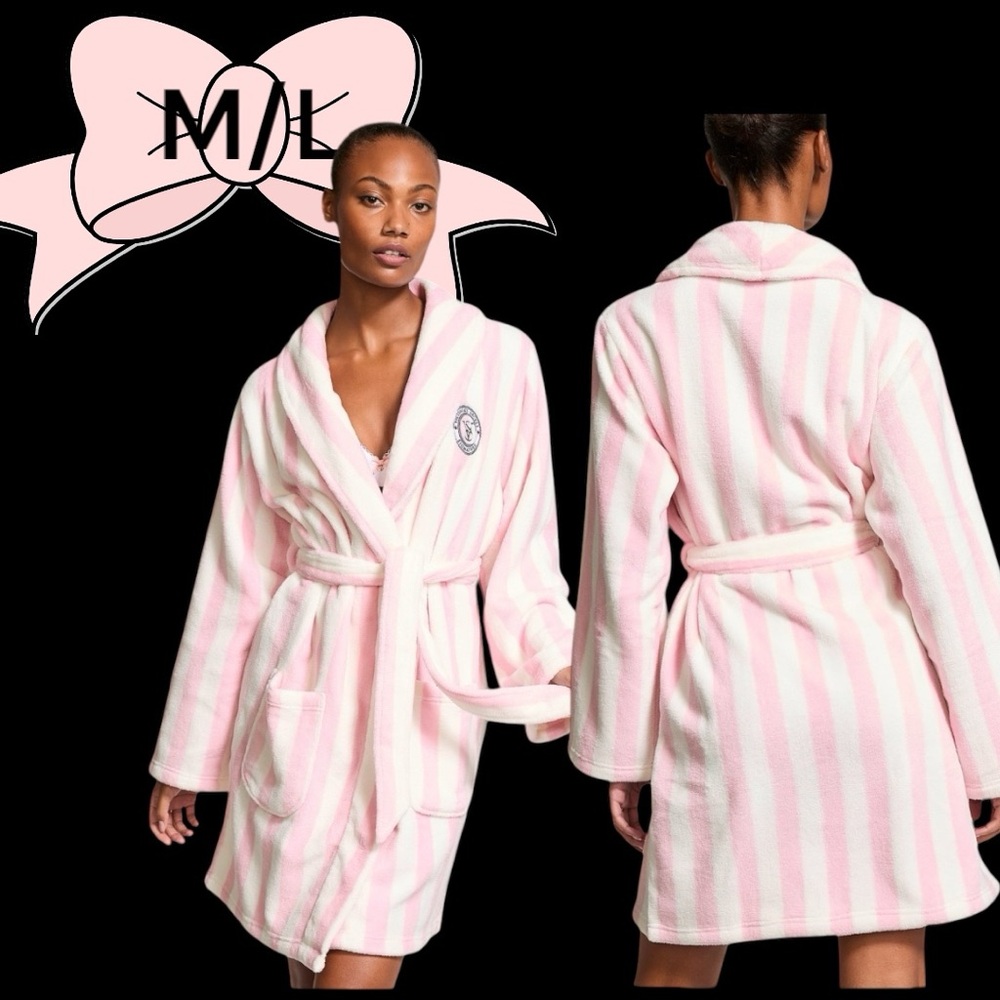 Victoria’s Secret M/L Pretty Blossom Stripes Cozy Short Robe